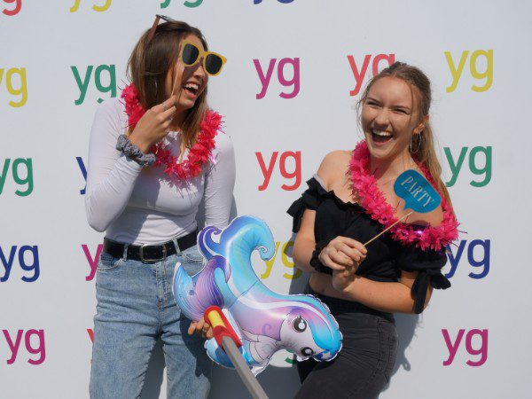 girls laughing