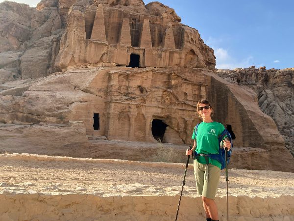 volunteer raising money by trekking across Petra